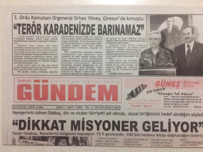 Giresun Gündem Gazetesi 2 Eylül 2005 - Dikkat Misyoner Geliyor GZ23978 - 1