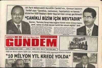Giresun Gündem Gazetesi 2 Haziran 2006 - 10 Milyon YTL Yolda GZ97229 - 1