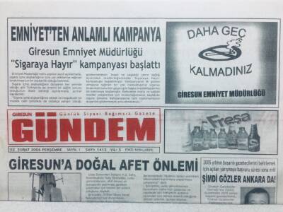 Giresun Gündem Gazetesi 2 Şubat 2006 - Emniyetten Anlamlı Kampanya GZ41646 - 1