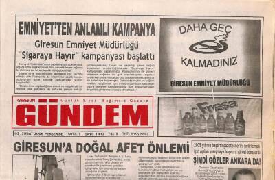 Giresun Gündem Gazetesi 2 Şubat 2006 - Giresuna Doğal Afet Önlemi GZ108357 - 1