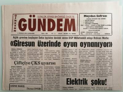 Giresun Gündem Gazetesi 2 Temmuz 2003 Fındıkta Üretim Tüketim Dengesi -GZ33333 - 1