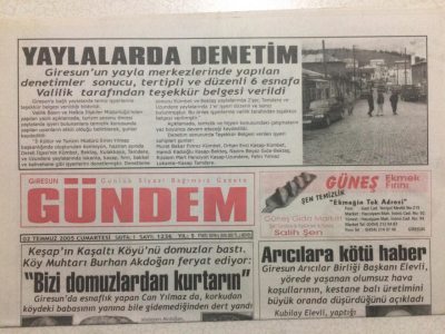 Giresun Gündem Gazetesi 2 Temmuz 2005 - KeşapBizi Domuzlardan Kurtarın GZ24053 - 1