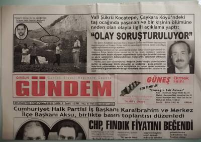 Giresun Gündem Gazetesi 20 Ağustos 2005 Çamolukta Hizmet Atağı - GZ44263 - 2