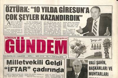 Giresun Gündem Gazetesi 20 Ağustos 2011 - Öztürk 10 Yılda Giresuna Çok Şeyler Kazandırdık GZ101973 - 2