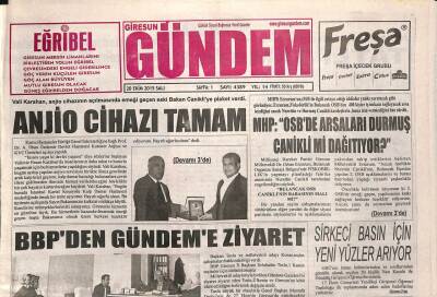 Giresun Gündem Gazetesi 20 Ekim 2015 - Giresun Medya Platformundan Hasan Turana Kuruluş Hatırası GZ93799 - 1