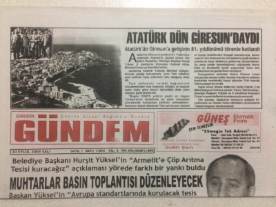 Giresun Gündem Gazetesi 20 Eylül 2005 - Muhtarlar Basın Toplantısı Düzenleyecek GZ24011 - 1