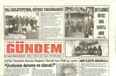 Giresun Gündem Gazetesi 20 Mart 2006 - Anavatan Partisi Giresun İl Basın Sözcüsü Ömer Eşgünoğlu FKB Yönetimi Gözden Geçirilmeli GZ109297 - 1