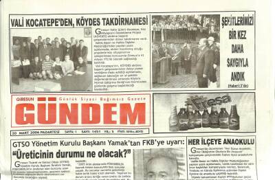 Giresun Gündem Gazetesi 20 Mart 2006 - Giresunspor 2. Başkanı Mustafa Karadere , Taraftarların Sabırlı Olmasını İstedi GZ109298 - 1
