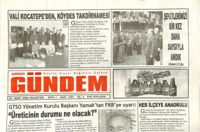 Giresun Gündem Gazetesi 20 Mart 2006 - Üreticinin Durumu Ne Olacak GZ108783 - 1