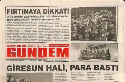Giresun Gündem Gazetesi 20 Ocak 2006 - Giresun Hali Para Bastı GZ108764 - 1