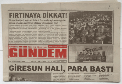 Giresun Gündem Gazetesi 20 Ocak 2006 - Giresun Hali , Para Bastı GZ3629 - 1