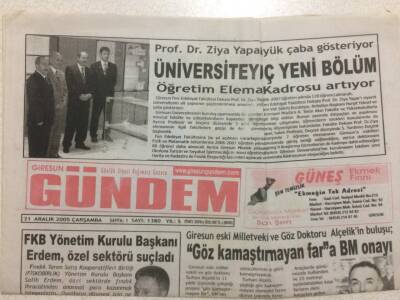 Giresun Gündem Gazetesi 21 Aralık 2005 Üniversiteye Üç Yeni Bölüm GZ32038 - 1