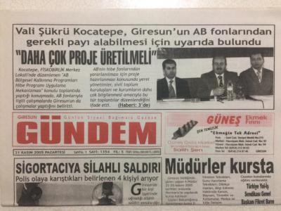 Giresun Gündem Gazetesi 21 Kasım 2005 - Sigortacıya Silahlı Saldırı GZ23968 - 1