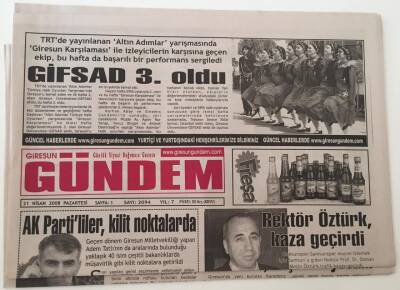 Giresun Gündem Gazetesi - 21 Nisan 2008 - Gifsat 3. Oldu - GZ43687 - 2