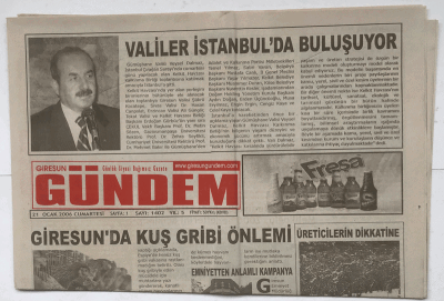 Giresun Gündem Gazetesi 21 Ocak 2006 - Giresunda Kuş Gribi Önlemi GZ3630 - 1