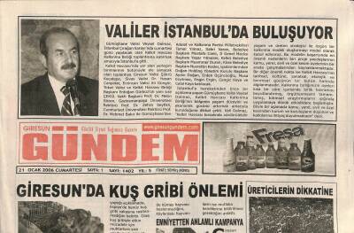 Giresun Gündem Gazetesi 21 Ocak 2006 - Giresunspor, TFF Seçiminde Haluk Ulusoya Açık Destek Verdi GZ108765 - 1