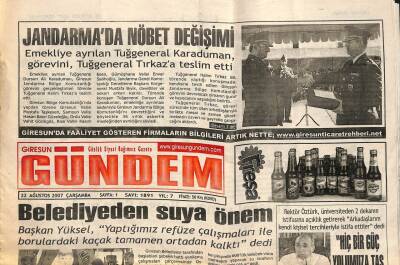 Giresun Gündem Gazetesi 22 Ağustos 2007 - Belediyeden Suya Önem GZ101969 - 2