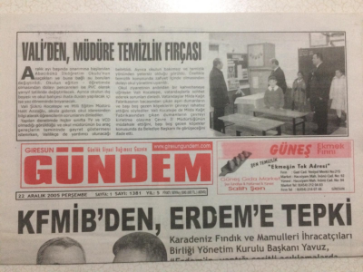 Giresun Gündem Gazetesi 22 Aralık 2005 - KFMİBden Erdeme Tepki GZ24071 - 1