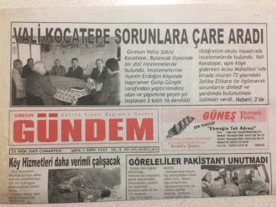 Giresun Gündem Gazetesi 22 Ekim 2005 - Köy Hizmetleri Daha Verimli Olacak GZ24043 - 1