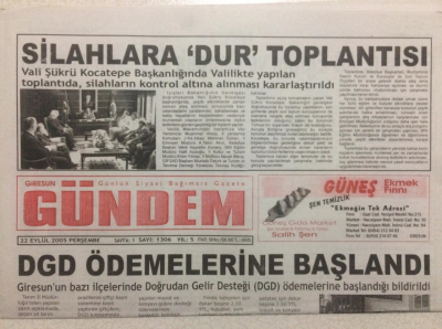 Giresun Gündem Gazetesi 22 Eylül 2005 - DGD Ödemelerine Başlandı GZ23972 - 1