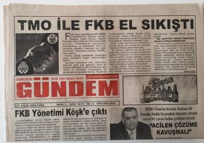 Giresun Gündem Gazetesi 22 Eylül 2006 - FKB Yönetimi Köşke Çıktı GZ28787 - 1