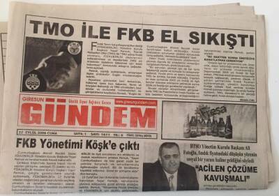 Giresun Gündem Gazetesi - 22 Eylül 2006 - FKB Yönetimi Köşke Çıktı - GZ43778 - 1