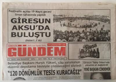 Giresun Gündem Gazetesi 22 Mayıs 2006 - Hurşit Yüksel 120 Dönümlük Çöp Depolama Tesisi Kuracağız GZ28817 - 1