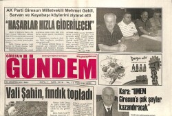 Giresun Gündem Gazetesi 23 Ağustos 2011 - Vali Şahin Fındık Topladı GZ101976 - 2