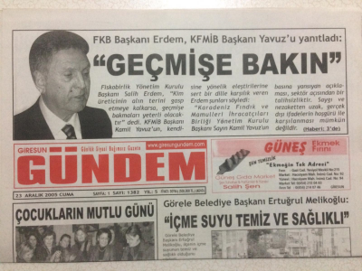Giresun Gündem Gazetesi 23 Aralık 2005 - FKB Başkanı Erdem Geçmişe Bakın Dedi GZ24070 - 1