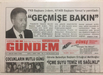 Giresun Gündem Gazetesi 23 Aralık 2005 - İçme Suyu Temiz Ve Sağlıklı GZ24031 - 1