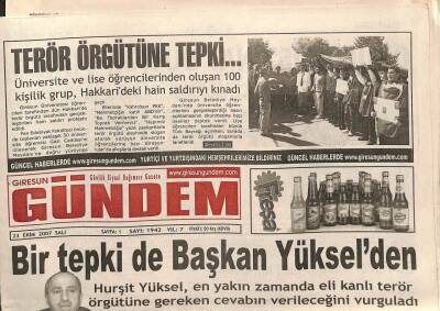 Giresun Gündem Gazetesi 23 Ekim 2007 - Giresun TSO Yönetim Kurulu Başkan Yardımcısı Apaydın Tek Yürek Cevap Verilmeli GZ96346 - 1