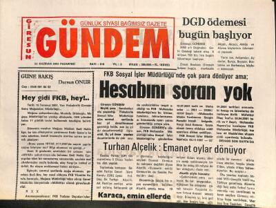 Giresun Gündem Gazetesi 23 Haziran 2003 - Turhan Alçelik Emanet Oylar Dönüyor GZ101560 - 2