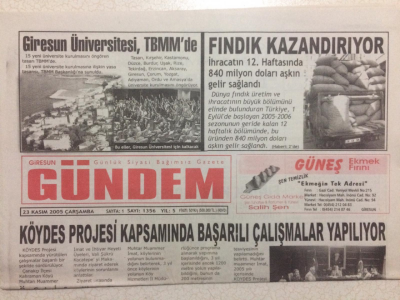 Giresun Gündem Gazetesi 23 Kasım 2005 - Köydes Projesi Kapsamında Güzel Çalışmalar Yapılıyor GZ23966 - 1