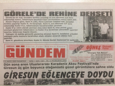 Giresun Gündem Gazetesi 23 Mayıs 2005 - Görelede Rehine Krizi GZ24061 - 1