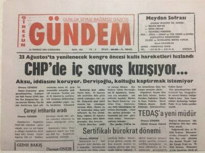 Giresun Gündem Gazetesi 23 Temmuz 2003 - CHPde İç Savaş Kızışıyor GZ38430 - 1