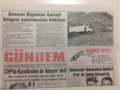 Giresun Gündem Gazetesi 23 Temmuz 2005 - CHPde Karaibrahim De Adayım Dedi GZ24048 - 1