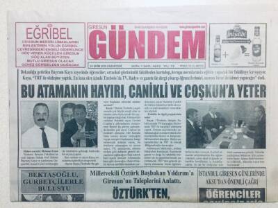 Giresun Gündem Gazetesi 24 Ekim 2016 - Bu Atamanın Hayırı Nurettin Canikliye Yeter GZ43215 - 2