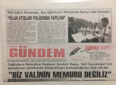 Giresun Gündem Gazetesi 24 Eylül 2005 - Yağlıdere Belediye BaşkanıBiz Valinin Memuru Değiliz GZ23952 - 1