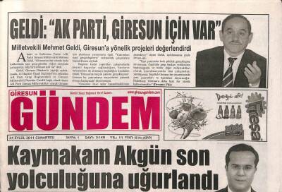 Giresun Gündem Gazetesi 24 Eylül 2011 - Kaymakam Caner Akgün Son Yolculuğuna Uğurlandı GZ108277 - 1