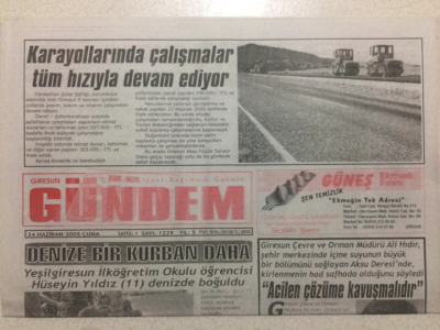 Giresun Gündem Gazetesi 24 Haziran 2005 - Espiye Kalkınıyor GZ24084 - 1