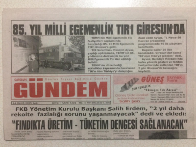 Giresun Gündem Gazetesi 24 Mayıs 2005 - Fındıkta Üretim Tüketim Dengesi GZ23981 - 1
