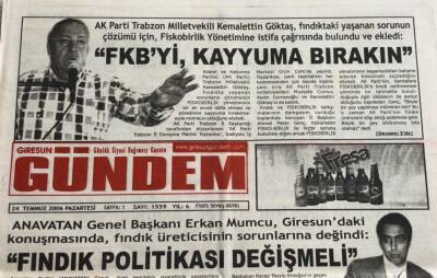 Giresun Gündem Gazetesi 24 Temmuz 2006-Kemalettin Göktaş FKByi Kayyuma Bırakın GZ45715 - 2