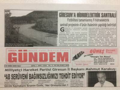 Giresun Gündem Gazetesi 25 Ekim 2005 - Giresuna Hidroelektrik Santrali GZ32042 - 1