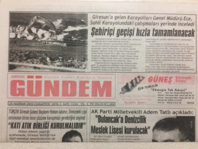 Giresun Gündem Gazetesi 25 Haziran 2005 - Bulancaka Denizcilik Meslek Lisesi Kurulacak GZ24047 - 1