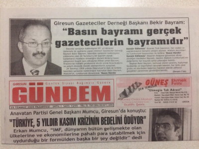 Giresun Gündem Gazetesi 25 Temmuz 2005 - Türkiye 5 Yıldır Kasım Krizinin Bedelini Ödüyor GZ24049 - 1