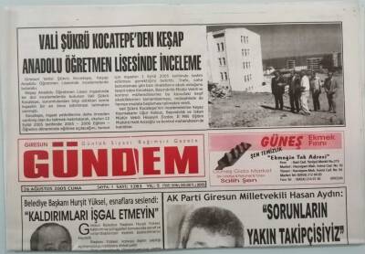 Giresun Gündem Gazetesi 26 Ağustos 2005 Deniz Can Almaya Devam Ediyor - GZ44898 - 2