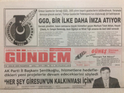 Giresun Gündem Gazetesi 26 Aralık 2005 - Ak Parti İl Başkanı ŞenlikoğluHer Şey Giresun İçin GZ23961 - 1