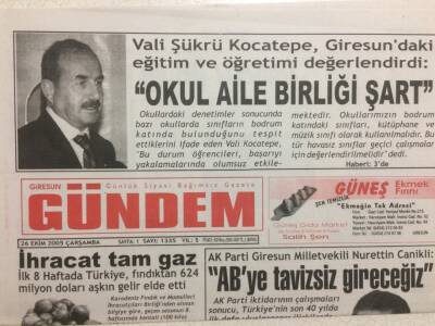 Giresun Gündem Gazetesi 26 Ekim 2005 - ValiOkul Aile Birliği Şart GZ32044 - 1