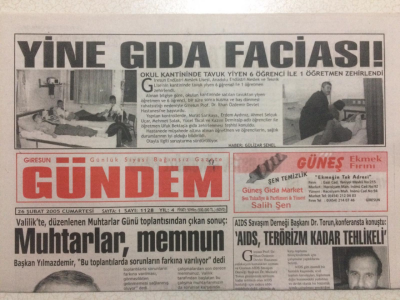 Giresun Gündem Gazetesi 26 Şubat 2005 - Yine Gıda Faciası GZ24015 - 1