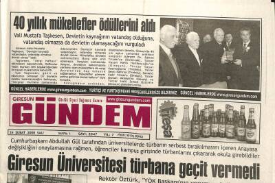 Giresun Gündem Gazetesi 26 Şubat 2008 - Giresun Üniversitesi Türbana Geçit Vermedi GZ101569 - 2